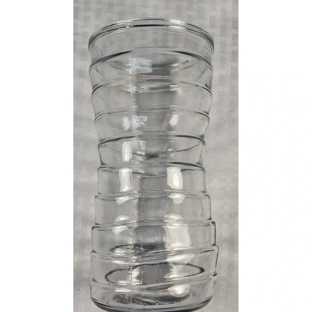Vintage Whimsical Wavy Ribbed Topsy Turvy Glass Textured Vase Fun Eclectic